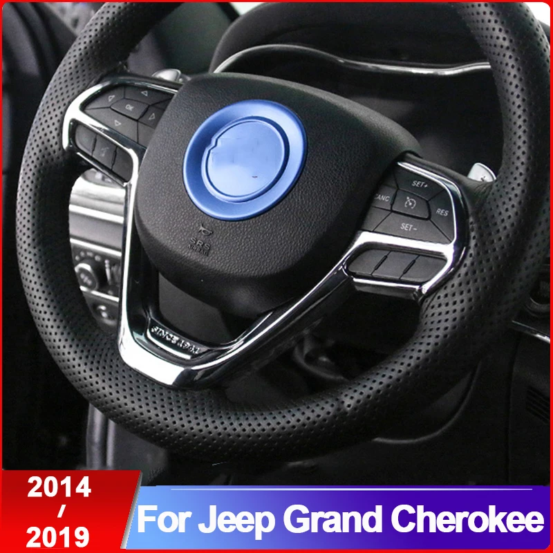 For Jeep Grand Cherokee 2014 2015 20162017 2018 2019 2020 Car Steering wheel Button frame Cover Trims Car Styling Accessories