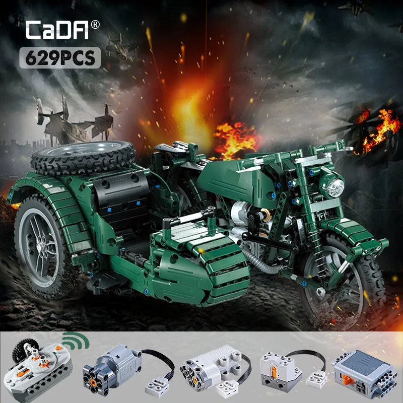 Cada 629 шт. RC мотоциклы строительные блоки город военно техническая Пособия по