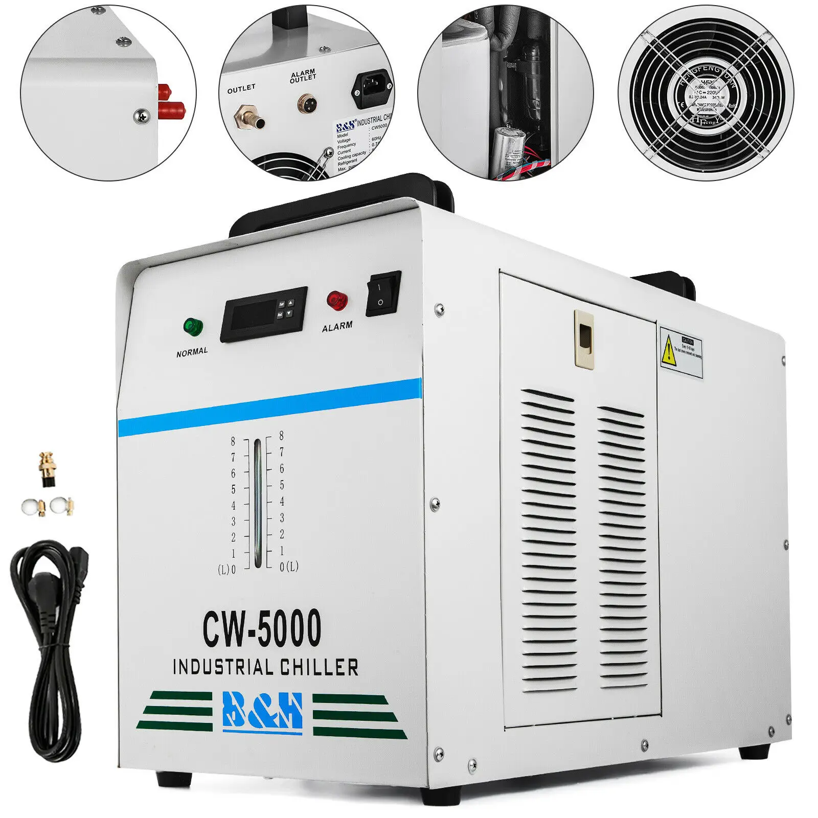 

VEVOR CW-5000 Industrial Water Chiller Thermolysis CNC Laser Engraving Machine Cooler for 80W/100W CO2 Glass Laser Tube Cooling