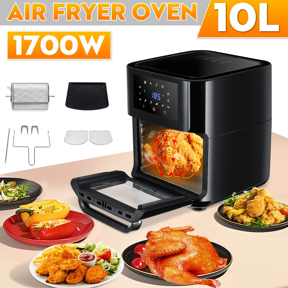 1700W 10L многофункциональная умная фритюрница курица без масла воздушная духовка