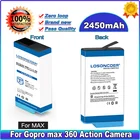 Аккумулятор LOSONCOER 2450 мАч для Gopro Maxбатареи для экшн-камеры Go Pro Max 360