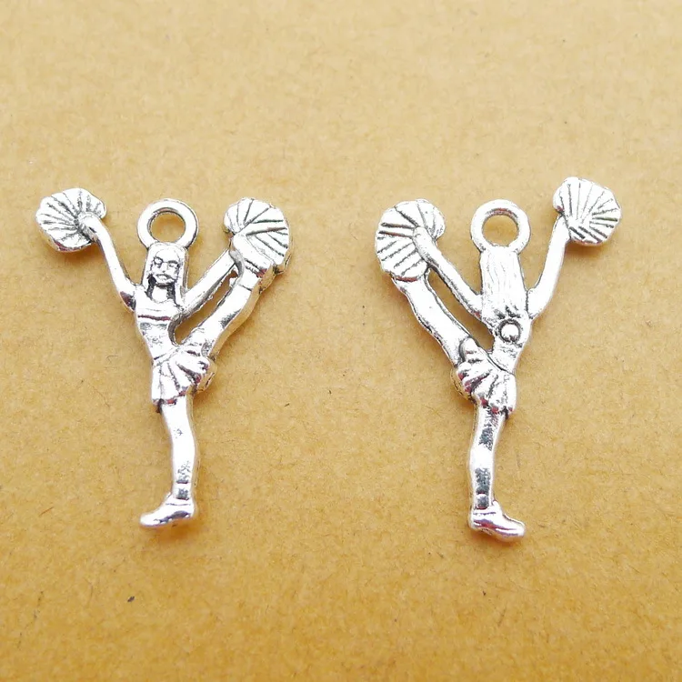 

15Piece/Lot 25*18 mm Alloy Antique Silver Cheerleader Girl Charms For Women Jewelry Making DIY Findings Handmade Craft Pendant