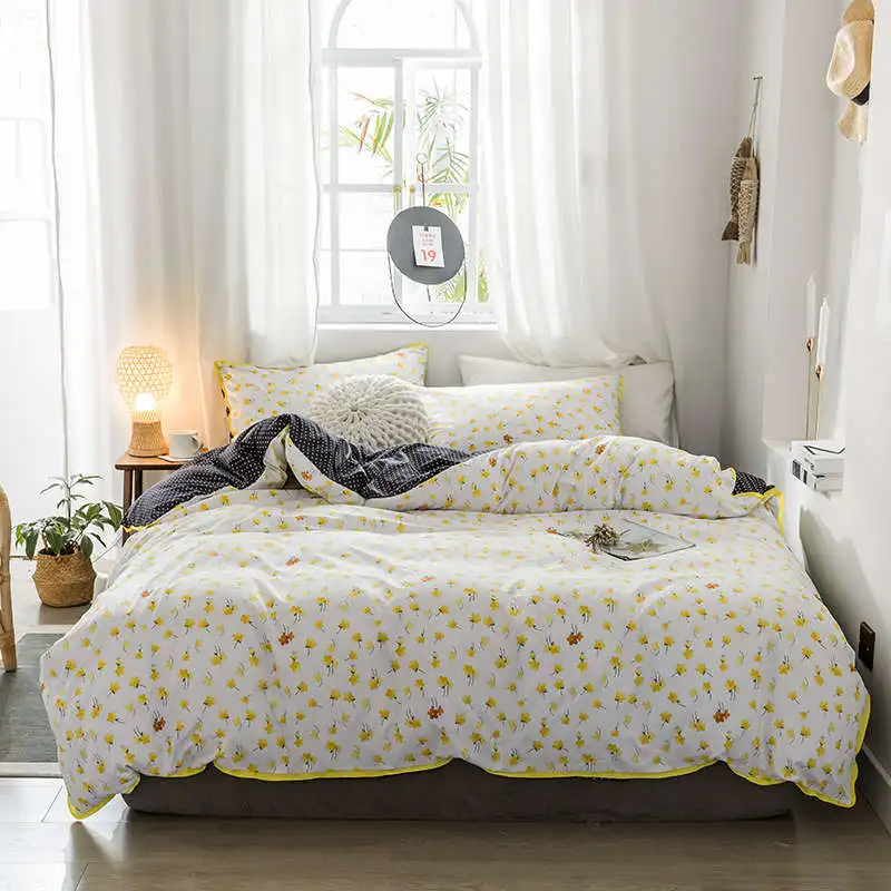 14 SlowDream Bedding Set Pastoral Style Flowers Bedspread Duvet Cover Set Flat Sheet For Adult Child Single Bed 1.0/1.2 Double - Цвет: 14