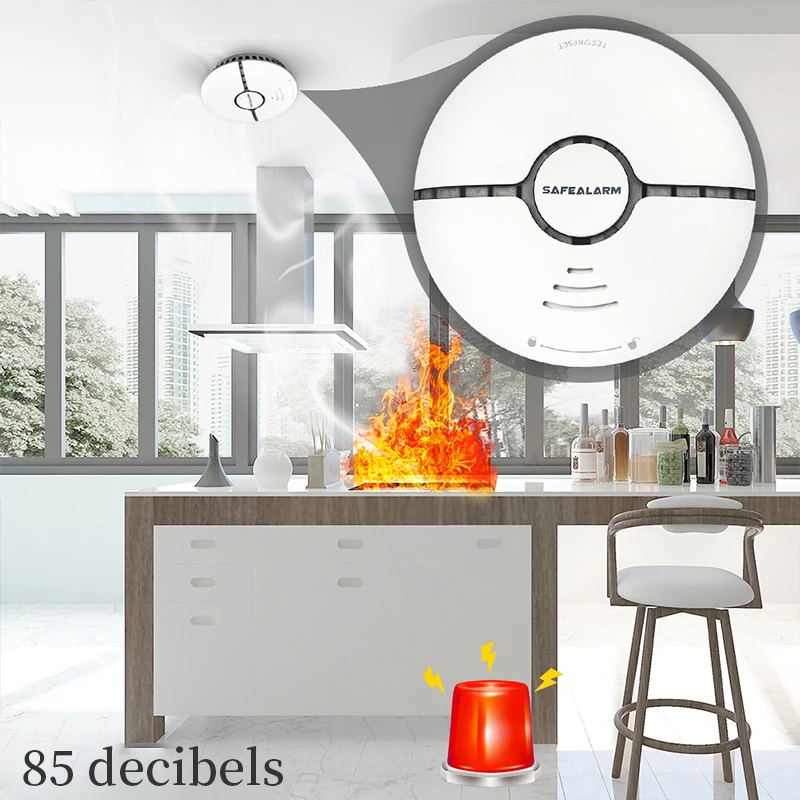 wifi smart smoke fire alarm sensor detector home security system alarm wireless smart life tuya app control powered by battery free global shipping