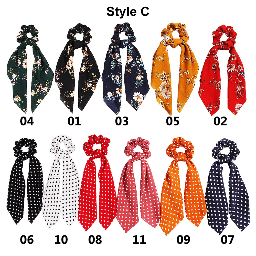 1 шт. заколка для волос с принтом в стиле бохо Цветочная резинка-бант шарф-бабочка