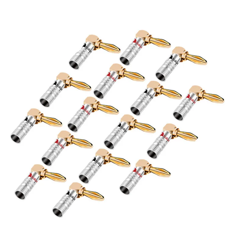 16-кратный Банановый штекер L-образный адаптер для динамика позолоченный s