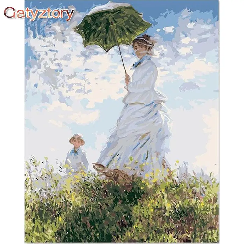 

GATYZTORY 60x75cm Frame Painting By Numbers Kits For Adults Woman Child Figure Picture By Number Home Decoration Wall Paints