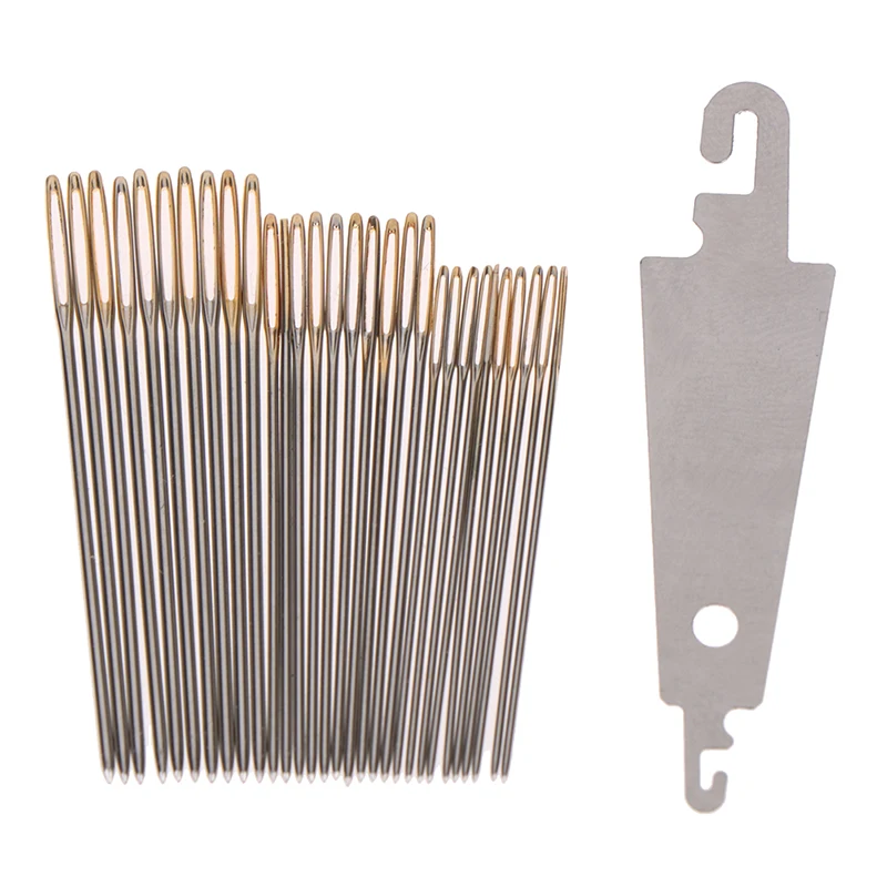 

30pcs Home DIY Sewing Accessories 3.4cm/3.7cm/4.1cm Hand Sewing Needles Gold Eye Embroidery Cross Stitch Needles With Threaders