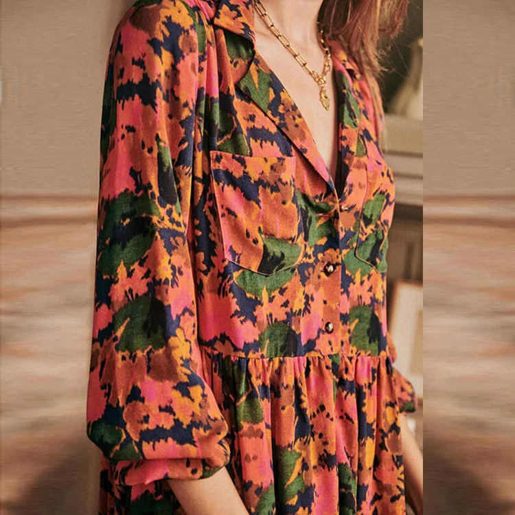 

2021 spring and summer new style loose floral pleated dress harajuku dress women dresses summer 2020 strawberry dress