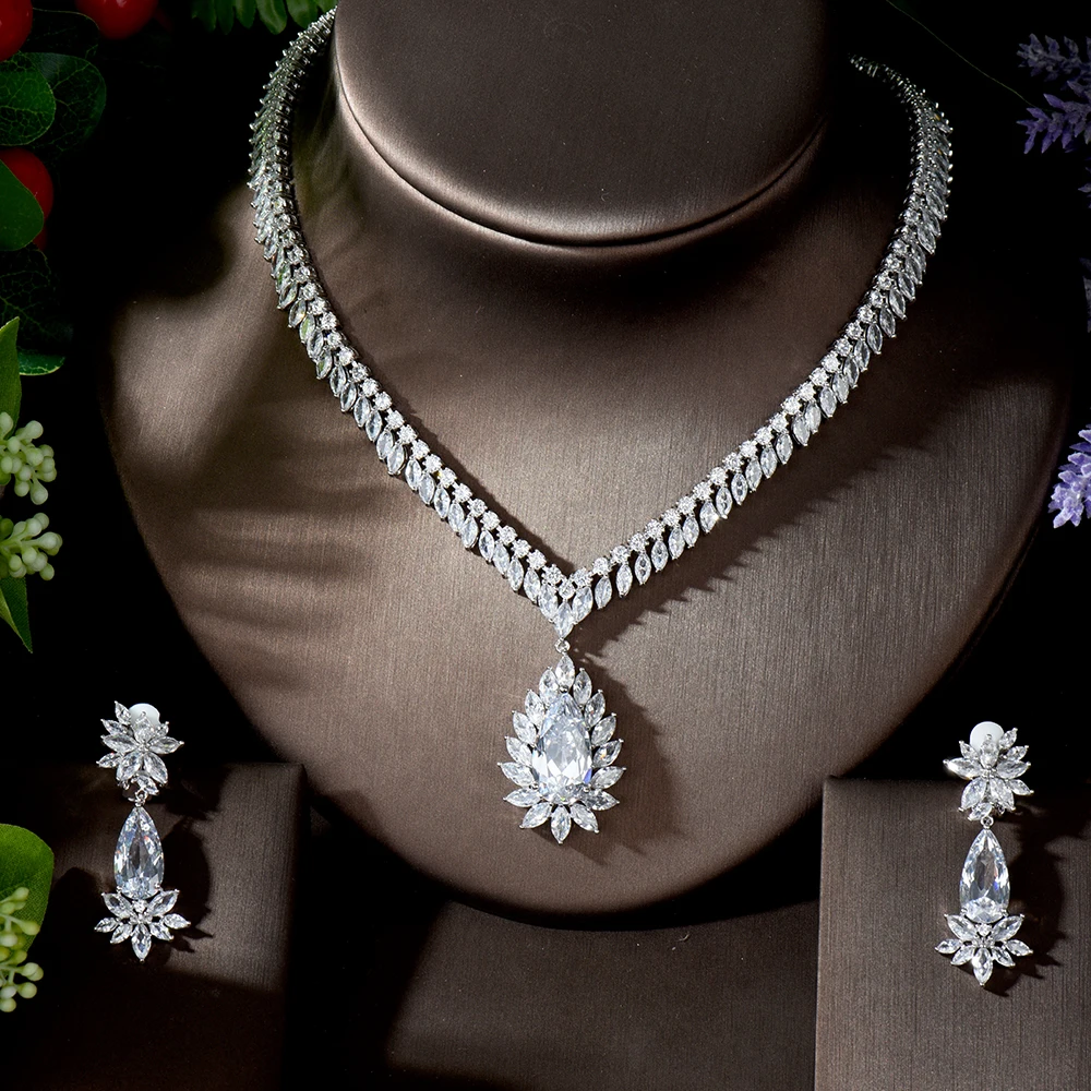 HIBRIDE Новинка модный стиль с капли воды Форма CZ Кристалл Вечерние комплект