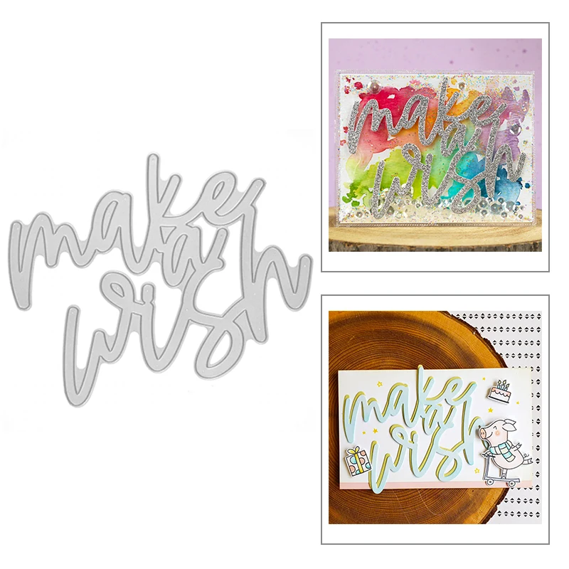 

2021 New English Words Make A Wish Metal Cutting Dies For DIY Craft Making Greeting Card and Paper Scrapbooking Album No Stamps