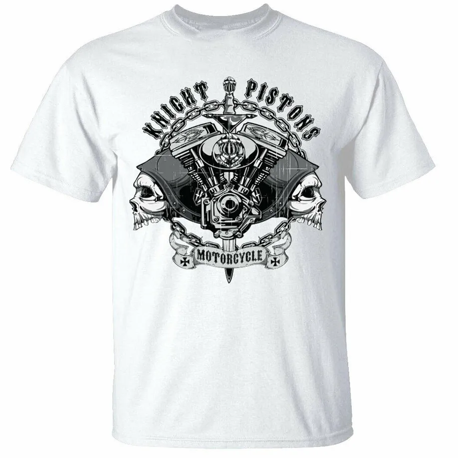 Рыцарские пистоны мотоциклы для байкеров Мужская футболка Diy pritted | одежда