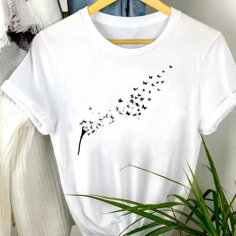 

Women Clothes Plant Clothing Holiday 90s Cartoon Print Mujer Camisetas Regular Tee Top Tshirt Female Graphic T-shirt