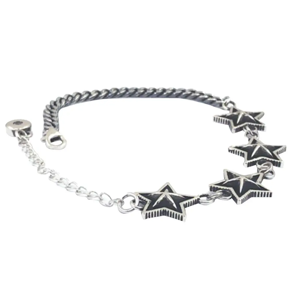 

Adjustable Charm Star Pendent Beaded Bracelets Sterling Silver Color Bangles Gift Punk Cool Style for Lady Women Men