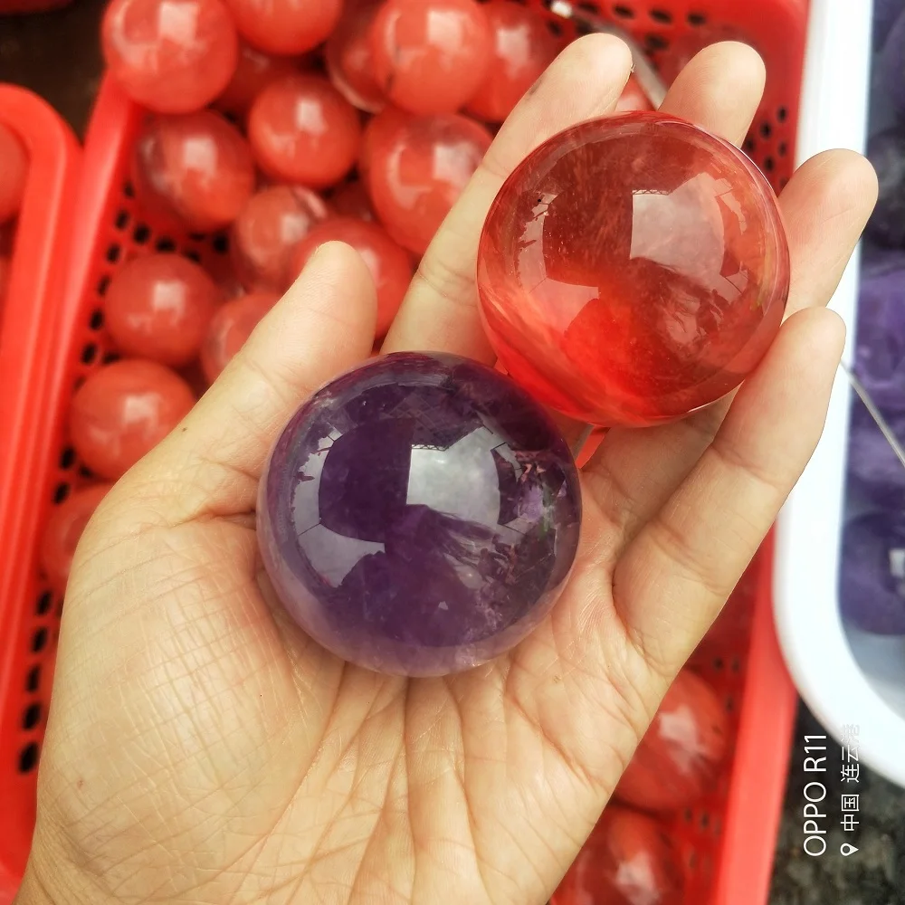 Натуральный Аметист Красный Кристалл Цитрин кварцевая Сфера красивый