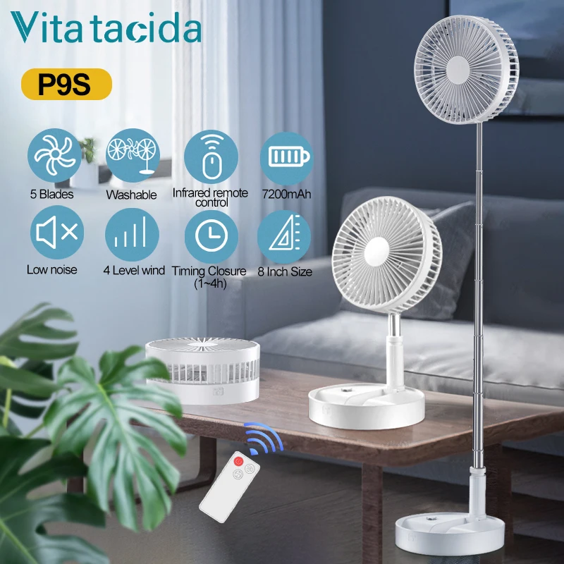 

10800mAh Desktop Portable Fan Easy Storage Air Cooler Wireless USB Rechargeable Floor Stand Cooling Fan for Home