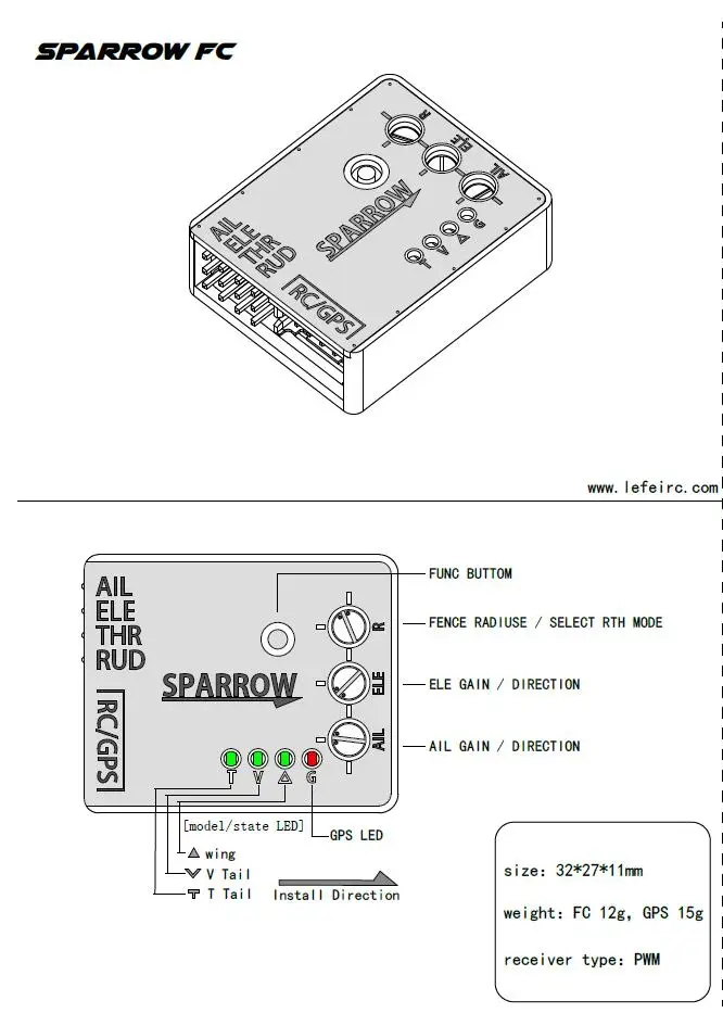 Sparrow Контроллер полета стабилизирующий гироскоп с gps-компас режим забор для Мини FPV фиксированное крыло RC самолет мальчик игрушка