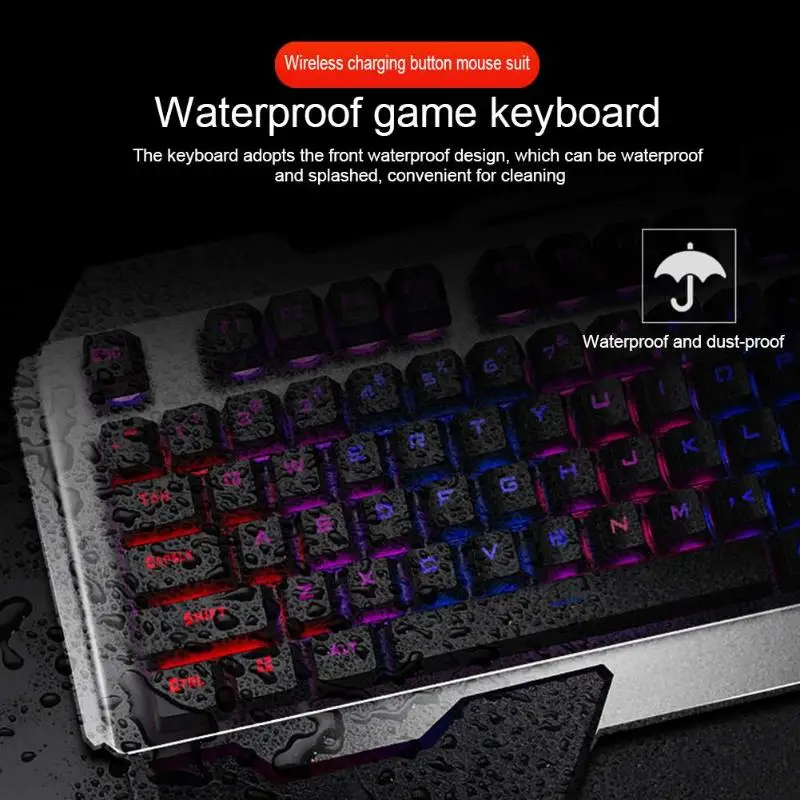 

2.4G Wireless Gming Keyboard Mouse Set Rechargeable Mechanical Feel Backlight Keyboard Wireless charging keyboard and mouse set