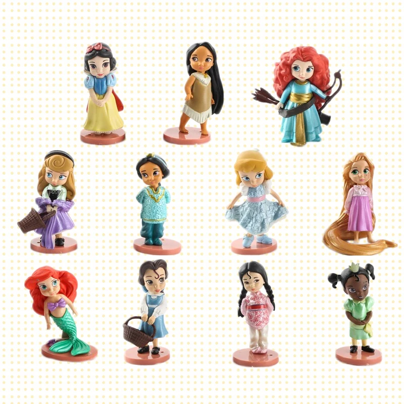 Disney 11 шт./компл. фигурки принцесс игрушки Рапунцель Белоснежка Снежная Фея кукла