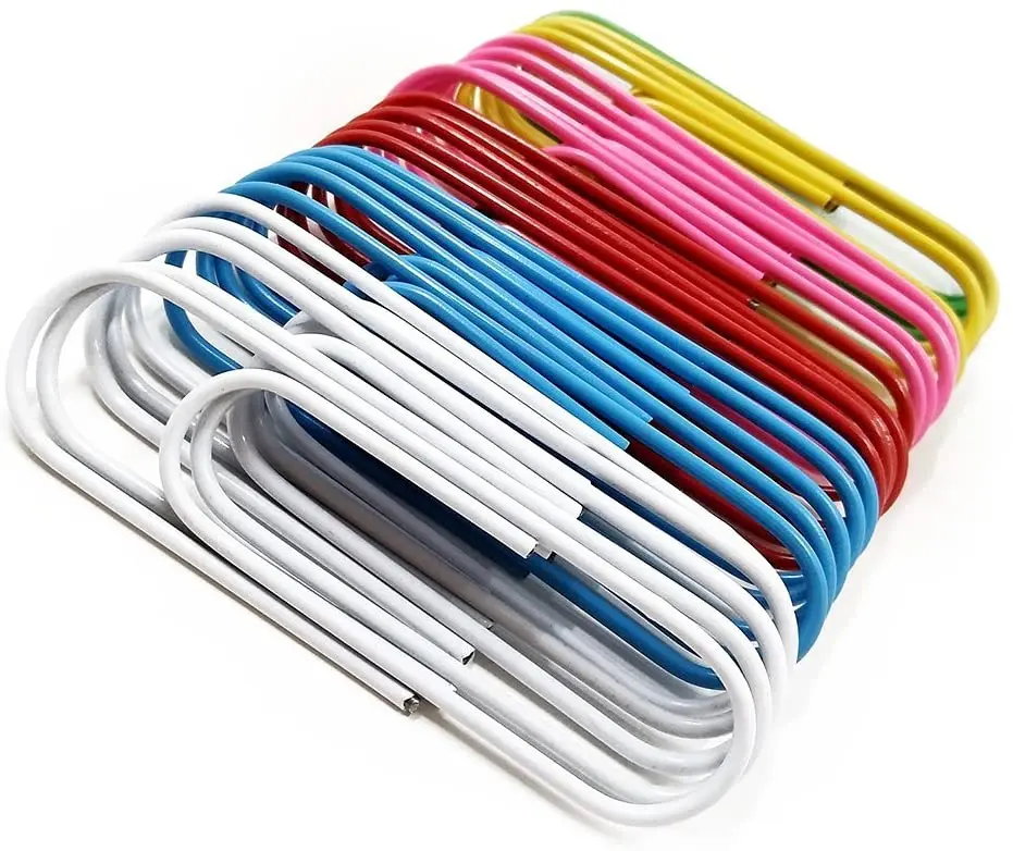 Lvcky 30Pcs Plastic Coated Paperclips Coloured Paper Clips Large 100mm for Office Supplies Assorted Colors | Дом и сад