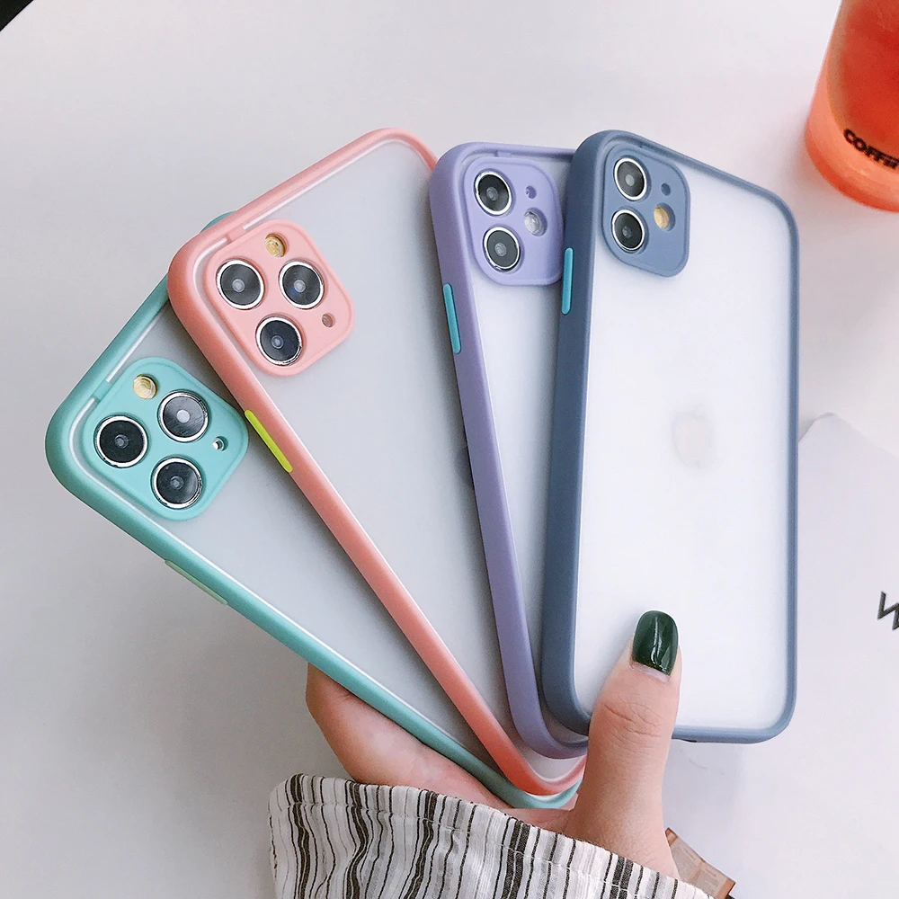 shockproof phone case for iphone 11 pro max xr x xs max 7 8 6 plus soft tpu border matte back pc candy color back cover free global shipping