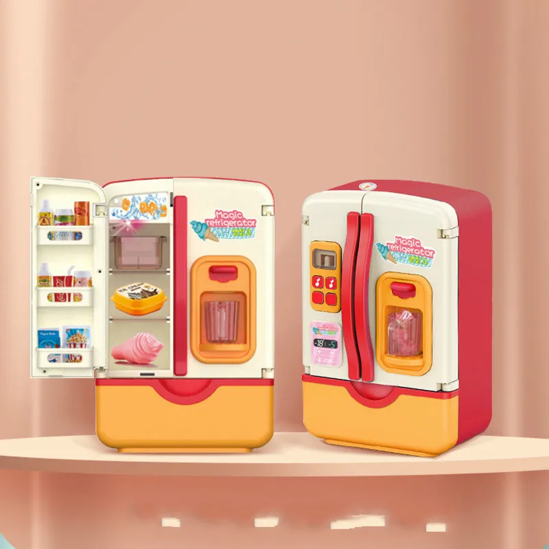 

39Pcs/set children Double Door Role Play Fridge Toy Touch Sensitive Magic Spray Refrigerator Educational Home Appliance kids Toy
