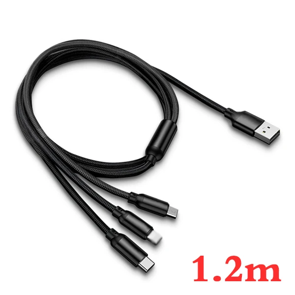 3 в 1 Usb зарядный кабель мобильного телефона Micro type кабель usb-c/HDMI для MacBook Pro Iphone Xs X 8 7 6 Android samsung huawei Xiaomi зарядное устройство Шнур - Цвет: 1.2m black