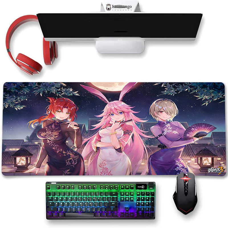 

Коврик для мыши Kawaii, игровой коврик, аниме Honkai Impact Gaming 3d коврик с клавиатурой Mats, аксессуары для клавиатуры, коврики для стола, офисный коврик