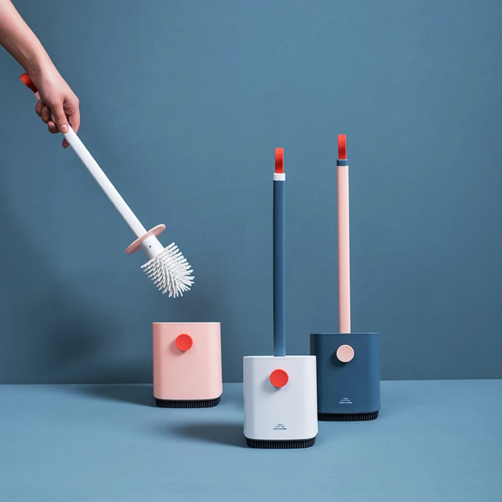 

Щетка для ванной и туалета с основанием, Силиконовая Водонепроницаемая, с круглой головкой, гибкая, с мягкой щетиной, с быстросохнущим держа...