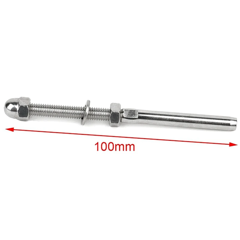 

BMBY-50 Pcs Stainless Steel Handrail Railing Cable Tensioner Threaded Stud End Fitting For 1/8 Inch Cable Wire (50 Pack)