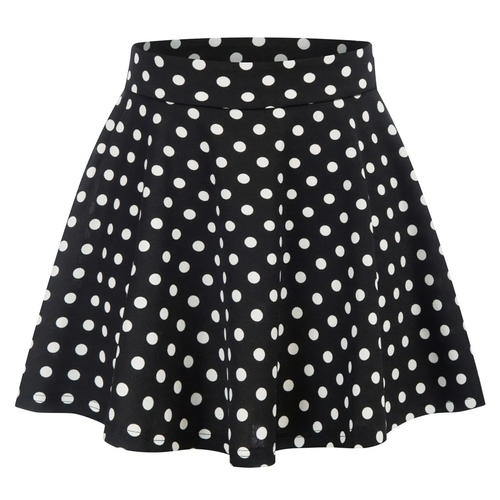 

Casual Skirts Women Skater Skirt High Waist Side Zipper Grid Plaid Polka Dot Print Fashion Korean Style Flared A-Line Mini Skirt