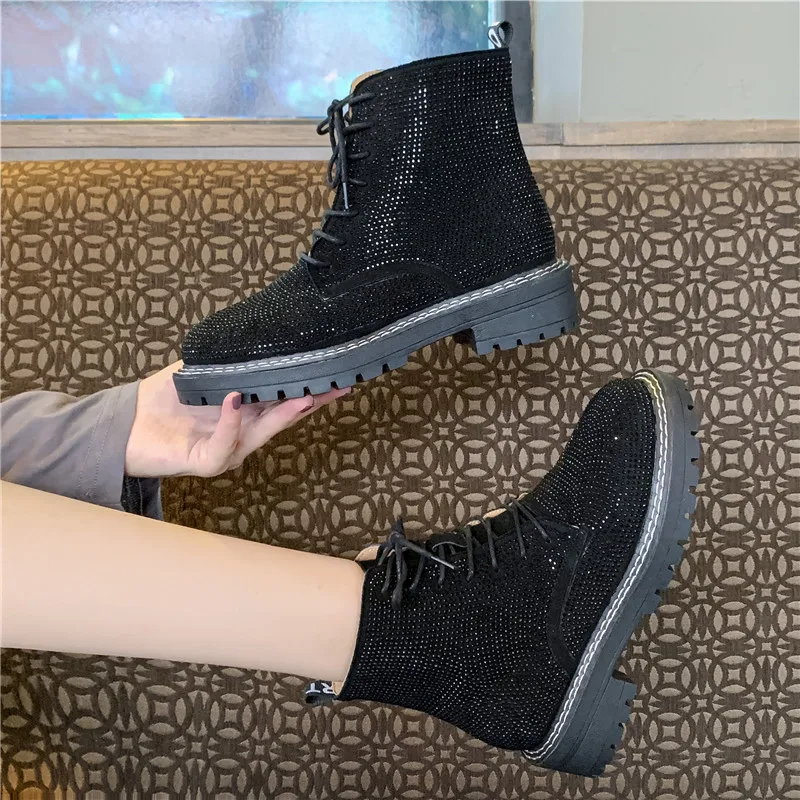 COOTELILI/осенние ботинки Для женщин 2019 Botines Mujer сапоги для бриллиантами модные