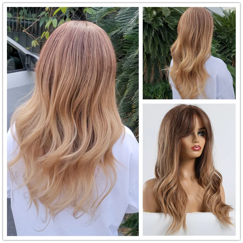 Маленький женский парик LANA черный коричневый блонд Омбре длинные волнистые