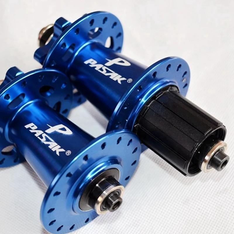 

2set PASAK Mountain Bike 4 Palin Bearing Disc Brake Hub Front Rear Axle Hubs 32 Hole Quick Release-Blue & Gold