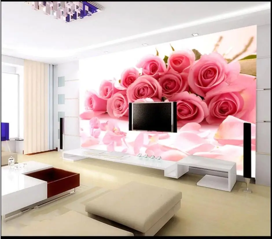 Пользовательские фото обои для стен 3 d росписи обоев Розовые розы теплый