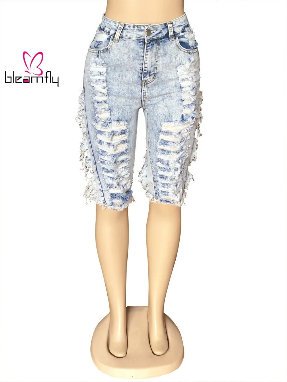 Новинка 2019 женские летние рваные джинсы с высокой талией повседневные на молнии