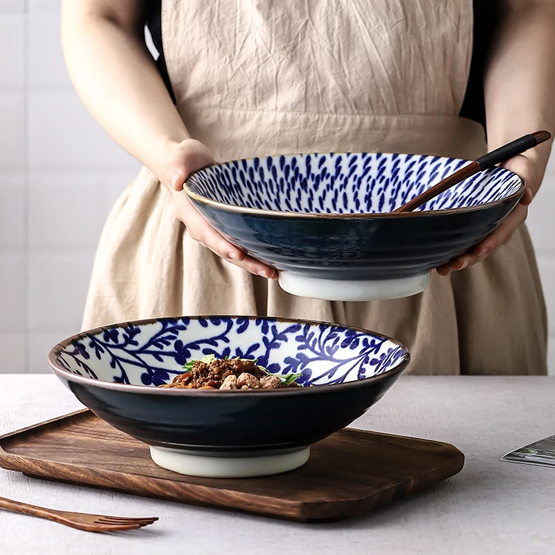 

9.5 Inch Japanese Noodle Bowl Large Ramen Bowl Microwave Ceramic Dinnerware Salad Rice Fruit Soup Bowl Kawaii Bowl Fruit Bowl