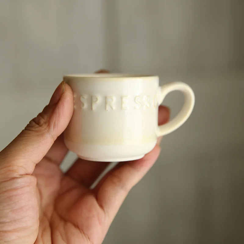 Ретро французский стиль керамика эспрессо чашка Толстая мини чай черная кружка