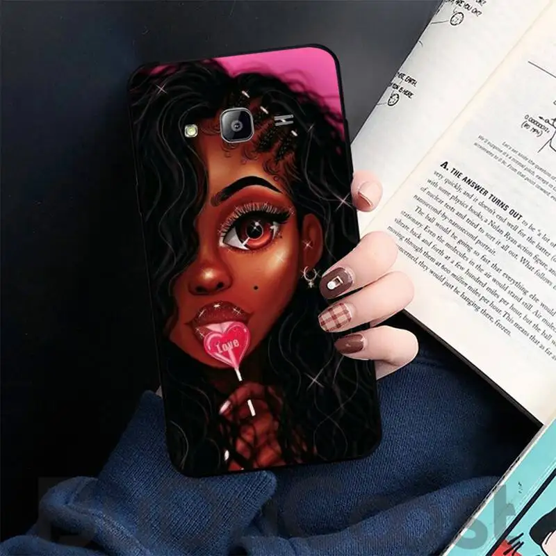 

Fashion Black Girls Phone Case For Samsung galaxy S 7 8 9 10 20 edge A 6 10 20 30 50 51 70 note 10 plus