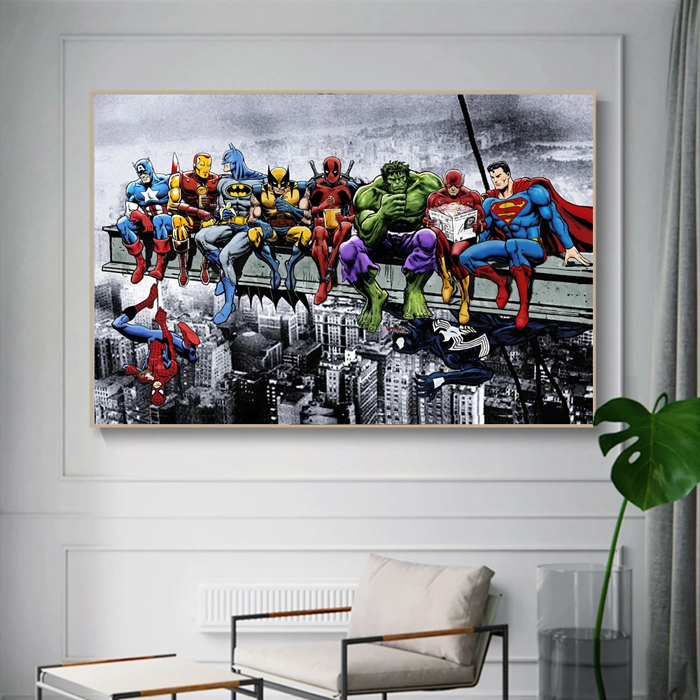

Marvel Comics Spiderman Iron Man Superheroes Posters and Prints Hulk For Living Room Home Decor Canvas Wall Painting HD Pictures