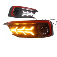 amber led drl switchback for honda civic 2019 with yellow and blue light turn signal fog lamp