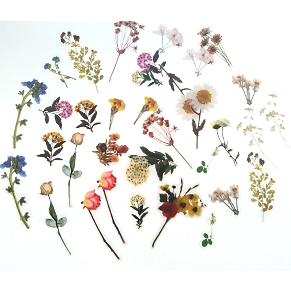 40 unids/bolsa Vintage Ginkgo hojas flores adhesivo de PET DIY paquete diario decoraci&oacute;n etiqueta engomada del &aacute;lbum Scrapbooking ni&ntilde;o regalos-3