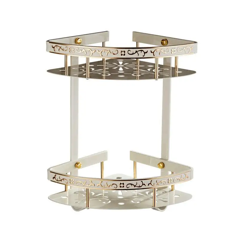 Полка для ванной черная с держателем полотенец пространственные Угловые