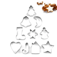 10pcs christmas cookie cutter stainless steel cut candy biscuit mold cooking tools christmas cutters bake mold christmas