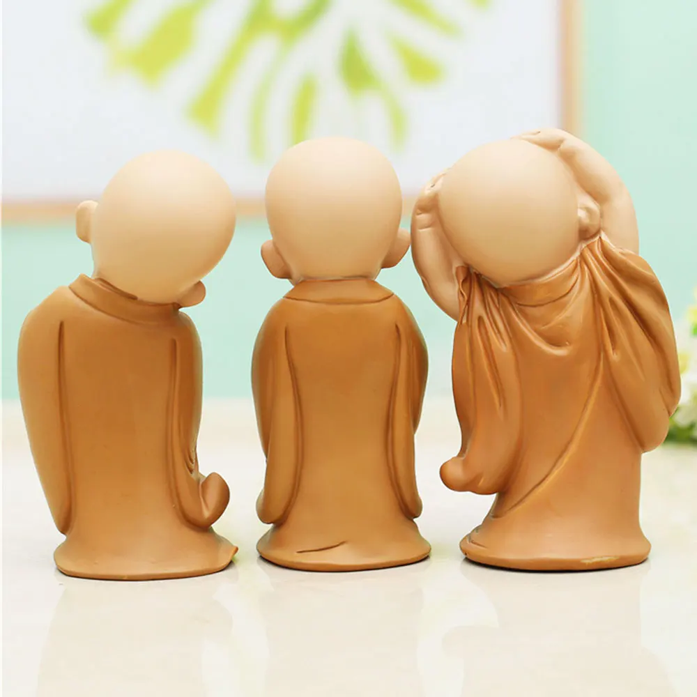 Маленький Монах Скульптура китайский стиль смолы ручной резной Будда статуя