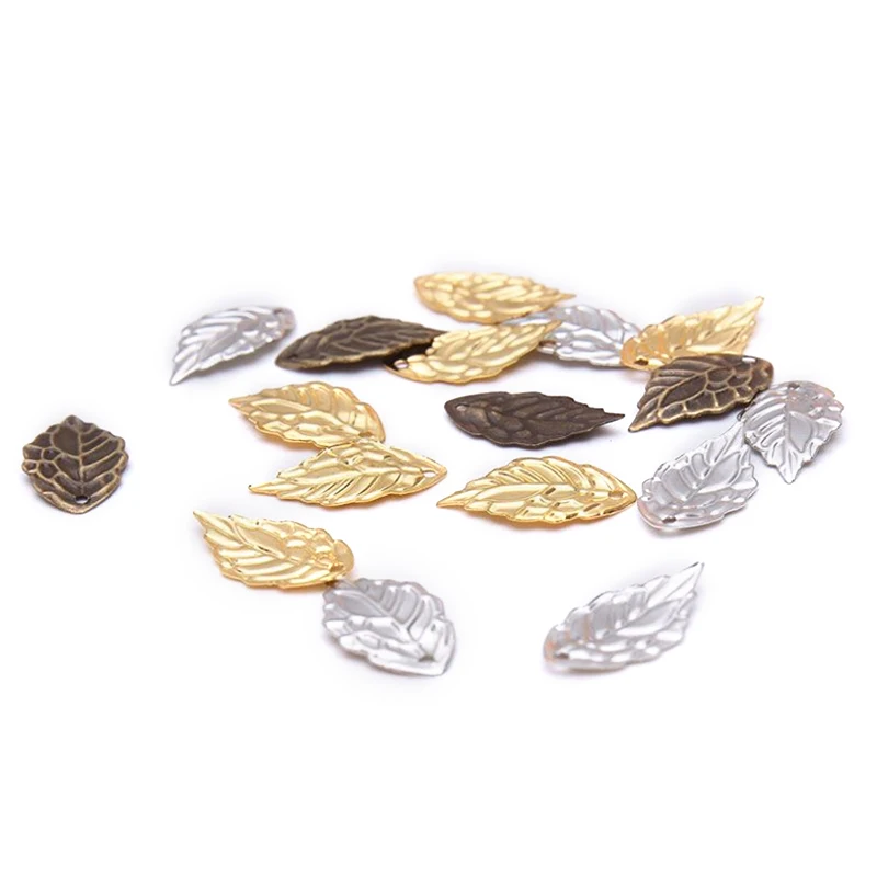 

100Pcs/Set Vintage Filigree Hollow Leaves Charm Pendants DIY Craft Jewelry Making Findings