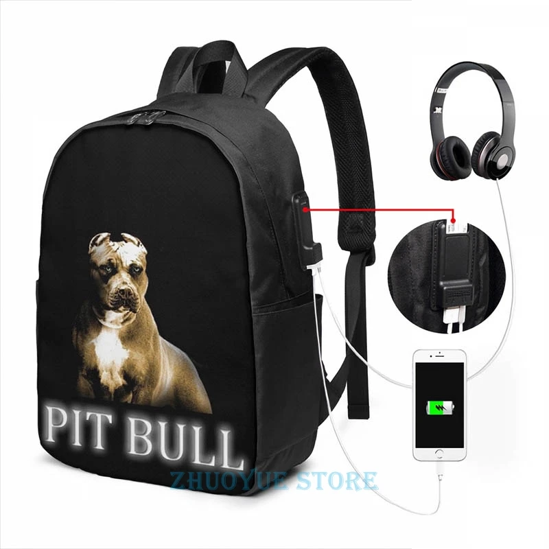 Рюкзак pitbull с USB зарядкой для мужчин и женщин сумка путешествий принтом Я люблю