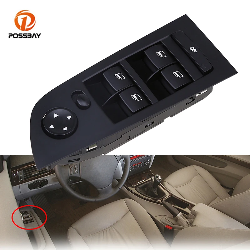 

Автомобильный левый боковой электрический стеклоподъемник POSSBAY, черная кнопка управления стеклоподъемником для BMW 3-Series E91 Wagon/Touring 06-12