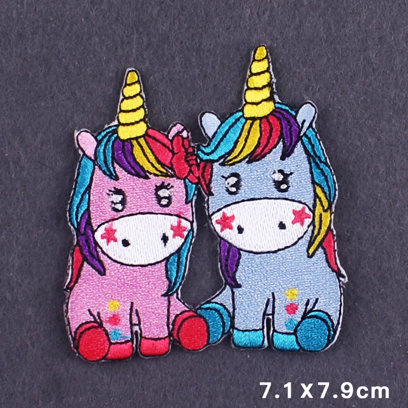 Вышитые нашивки с единорогом для одежды аксессуары утюга аппликация