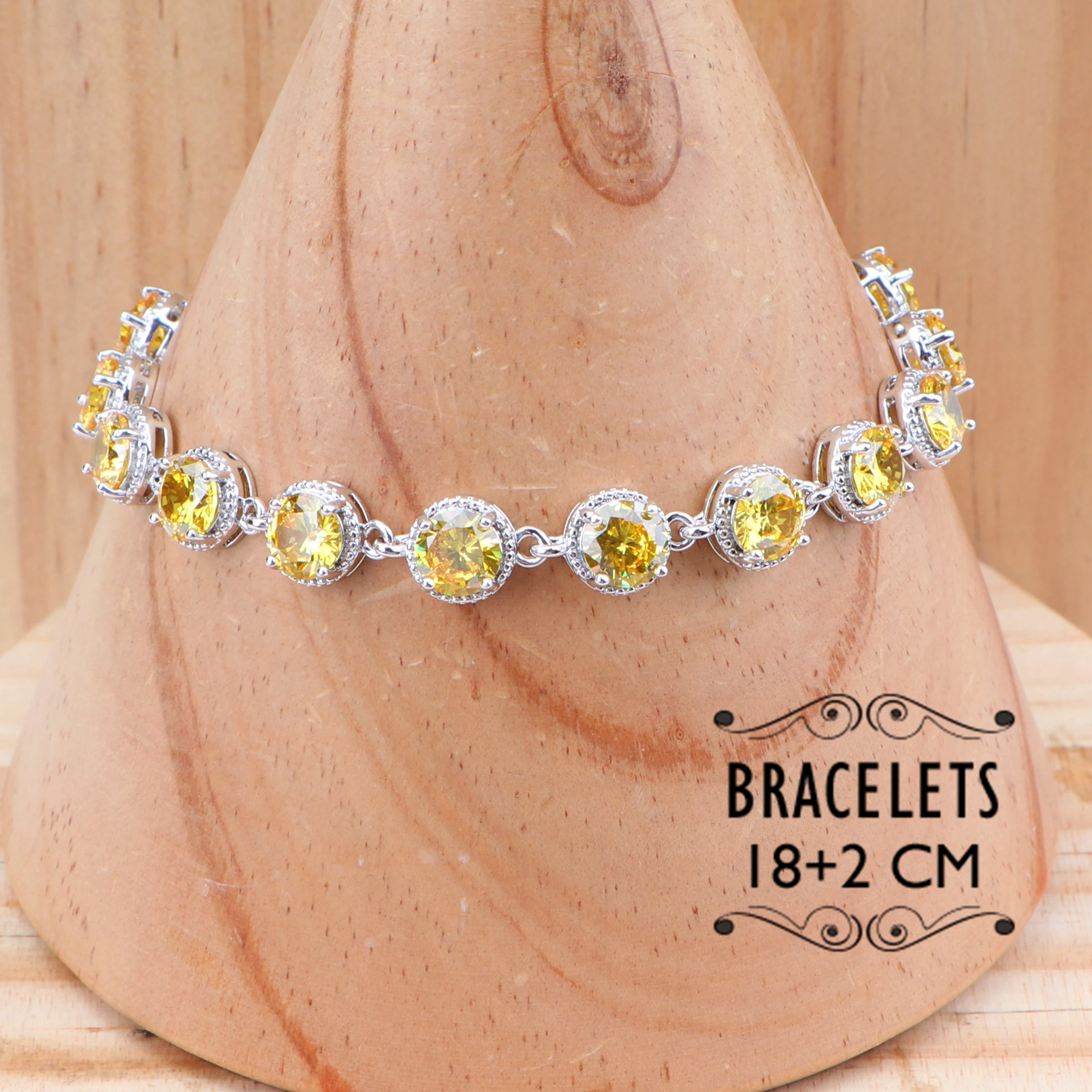 Silver 925 Bridal Wedding Jewelry Sets Women Costume Yellow Cubic Zirconia Earrings Ring Pendant Necklace Set Gift Box | Украшения и